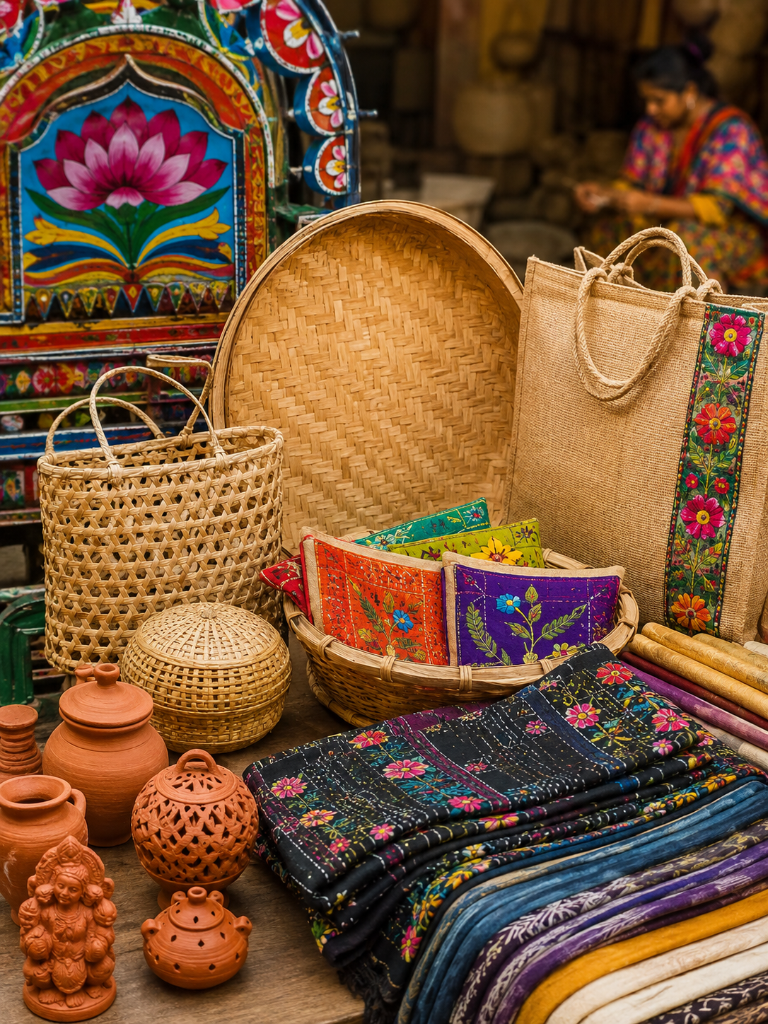 Bangladeshi artisan painting a handcrafted item