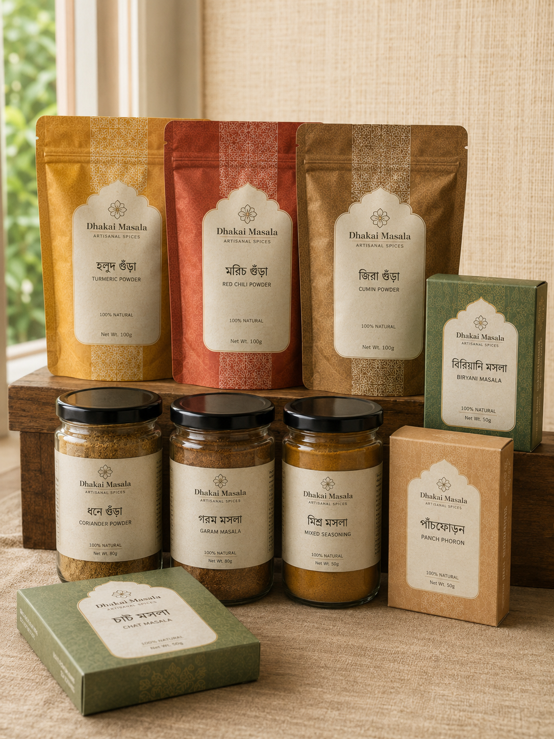 Premium retail-ready Bangladeshi spice assortment